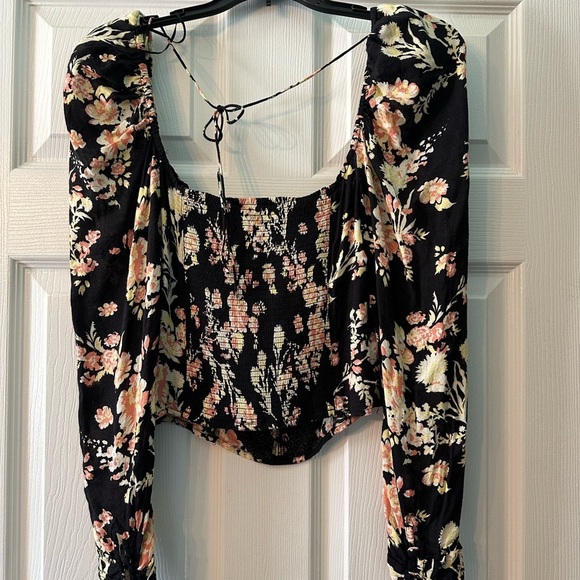 Free People Hilary Printed Top in Black Combo Long Sleeve NWOT - Picture 9 of 11